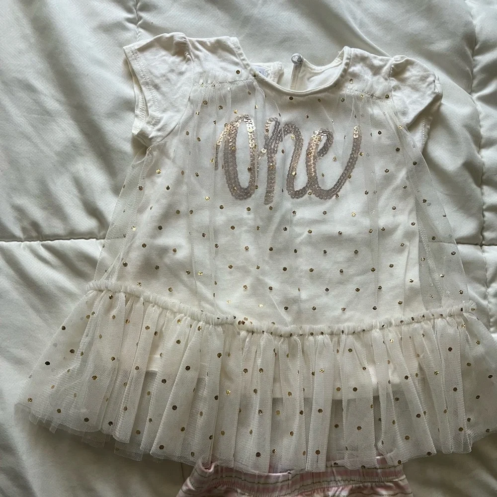 Mud Pie First Birthday One Shirt and Legging Sparkle Set Size 12-18 months